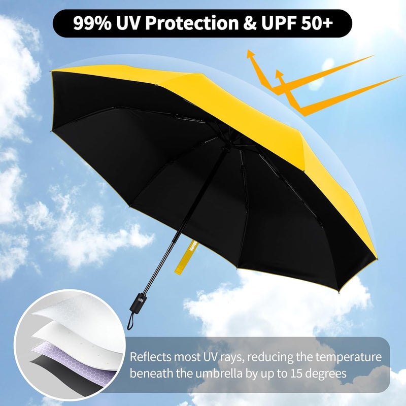Yoobure Windproof Travel Umbrella - Automatic Umbrellas for Rain, Compact Folding Umbrella with UV Protection, Lightweight Portable Design for Backpack/Walking/Car, Sun & Storm Ready - Image 5